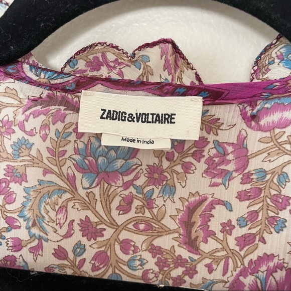 Zadig & Voltaire Rimana Floral Paisley Print Cinch Waist Beaded Dress - Picture 10 of 14